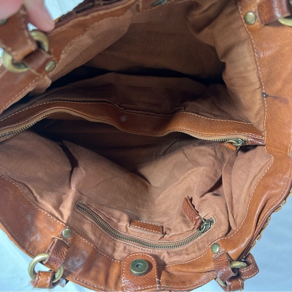 Vintage MOSCHINO Cheap and Chic Brown Leather Ruffle Shoulder Bag Purse Handbag - Picture 11 of 16